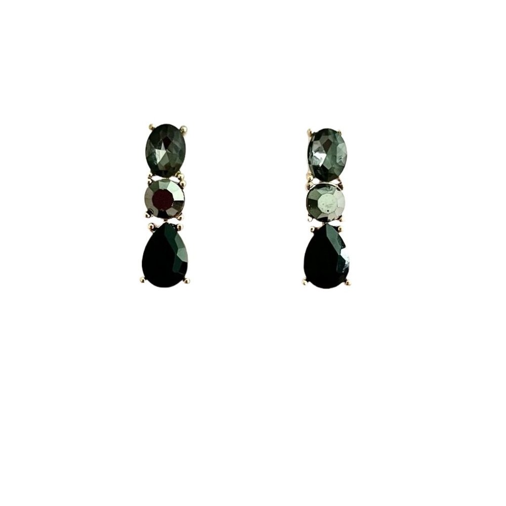 NWT Black Drop Crystal Post Earrings
